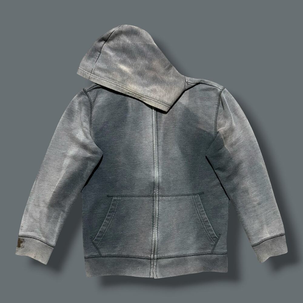 Vintage Sun Faded Hoodie Full Zip Sweatshirt Distressed Thrashed y2k Minimalist